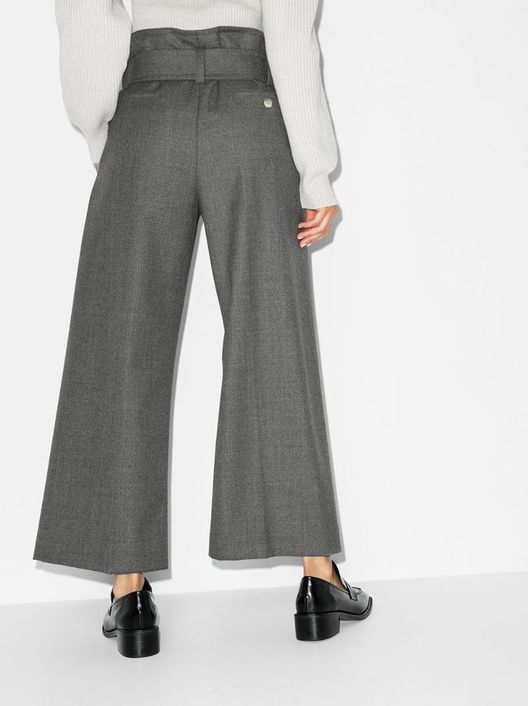 paperbag-waist wide-leg trousers