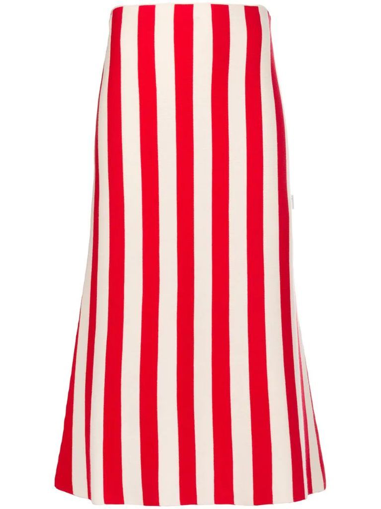 striped cotton midi skirt
