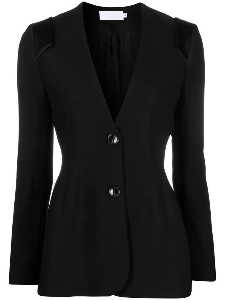 slim fit collarless blazer