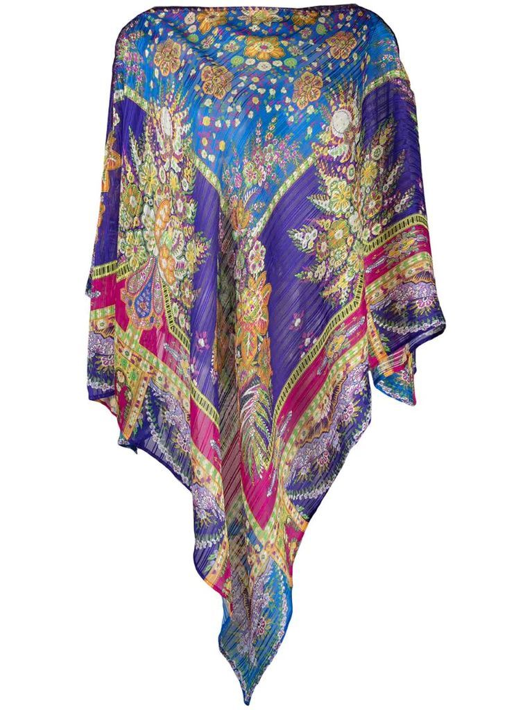 embroidered draped silk top