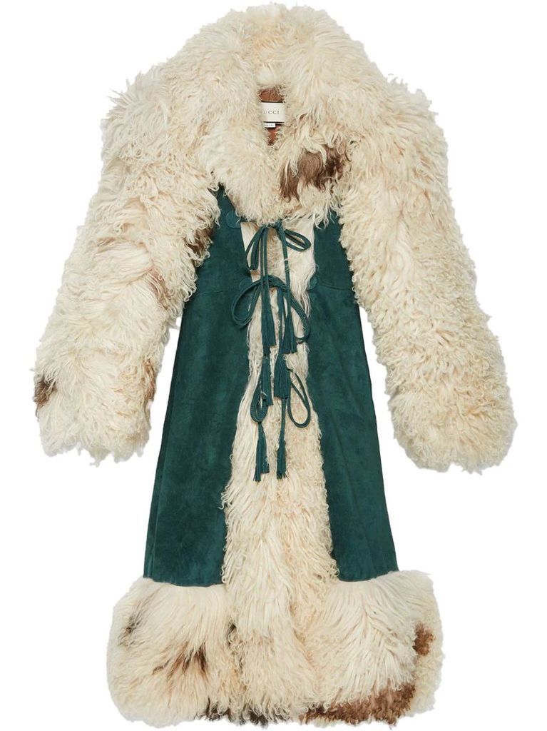 shearling long coat