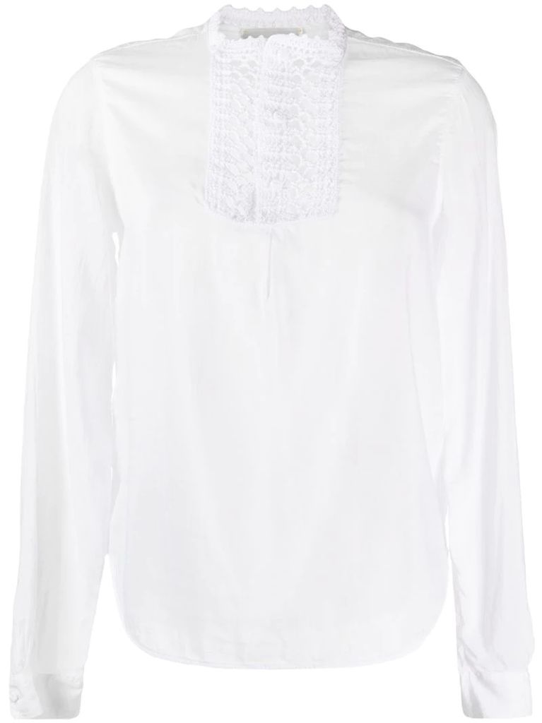 ruffled silk-blend blouse