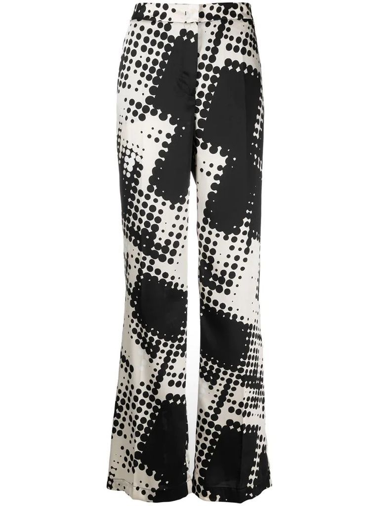 graphic dot print flared trousers