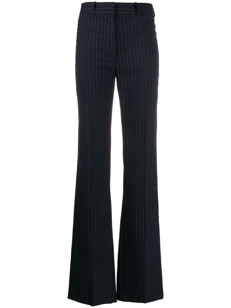 high-waisted pinstripe trousers
