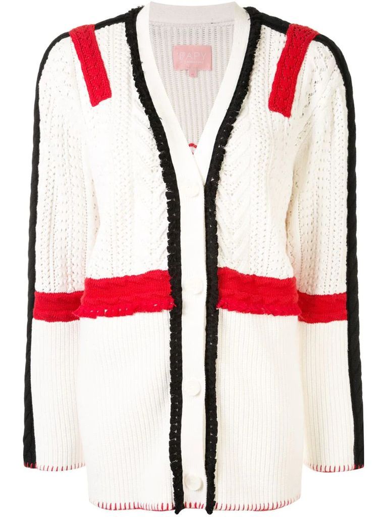block colour knitted cardigan