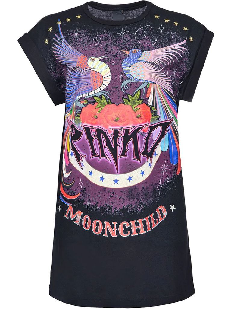 graphic print long T-shirt