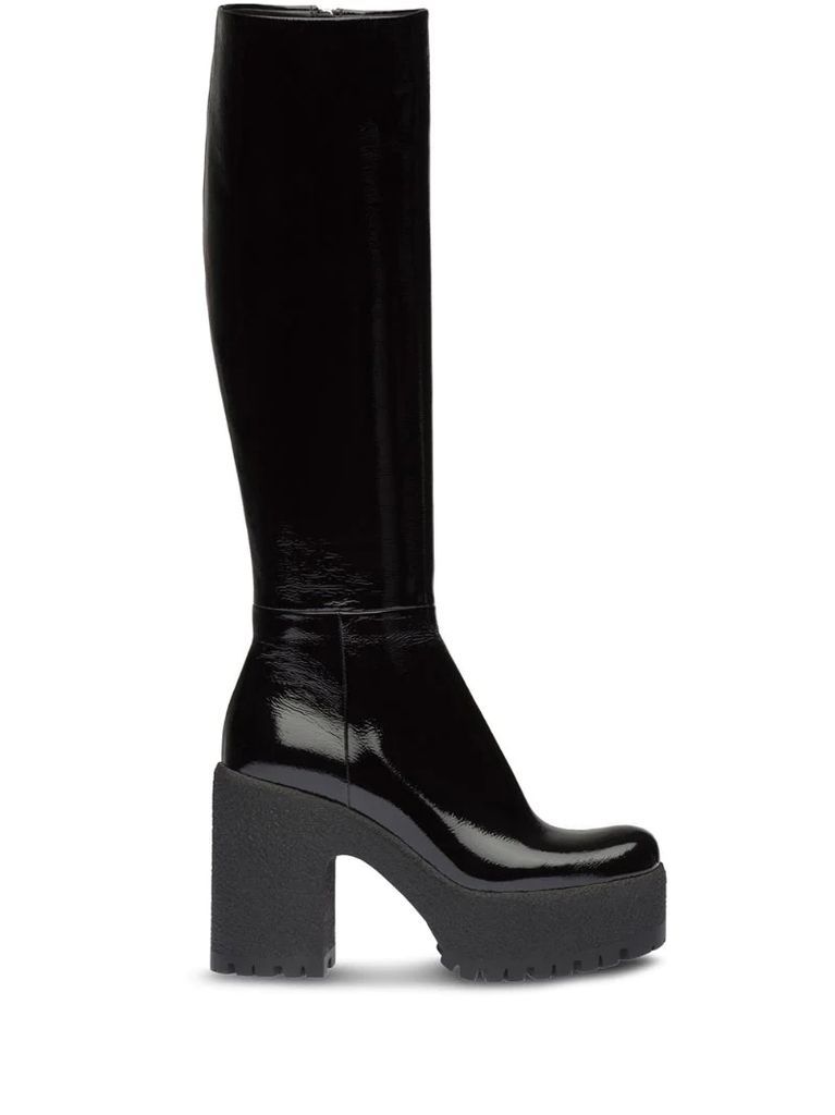 platform sole knee-high boots