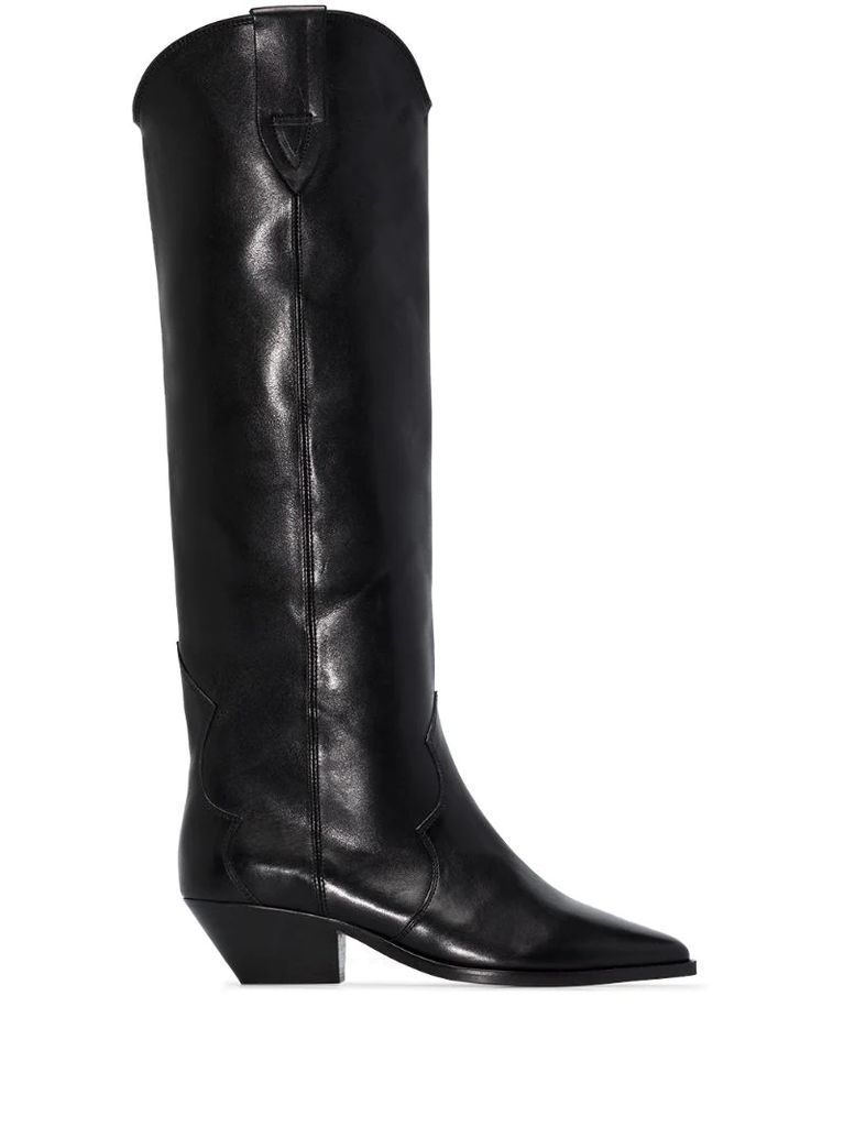 Denvee 40mm over-the-knee leather boots