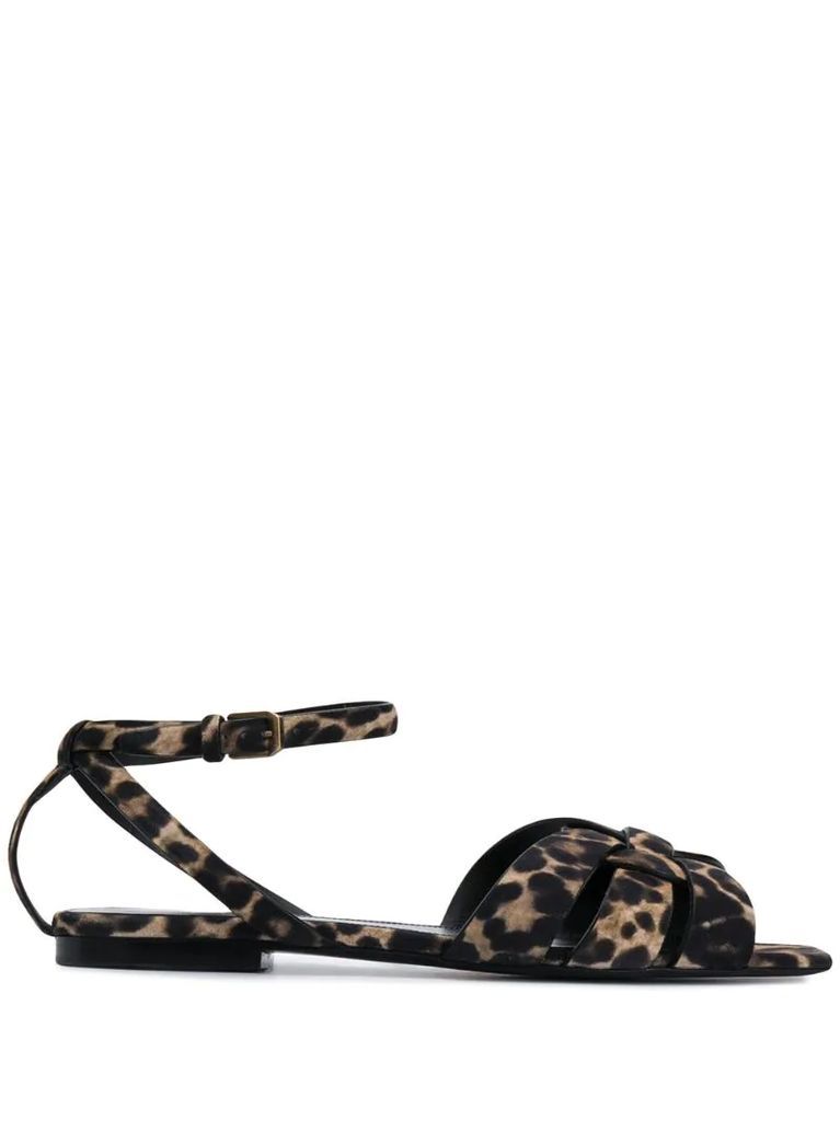 square-toe leopard print sandals