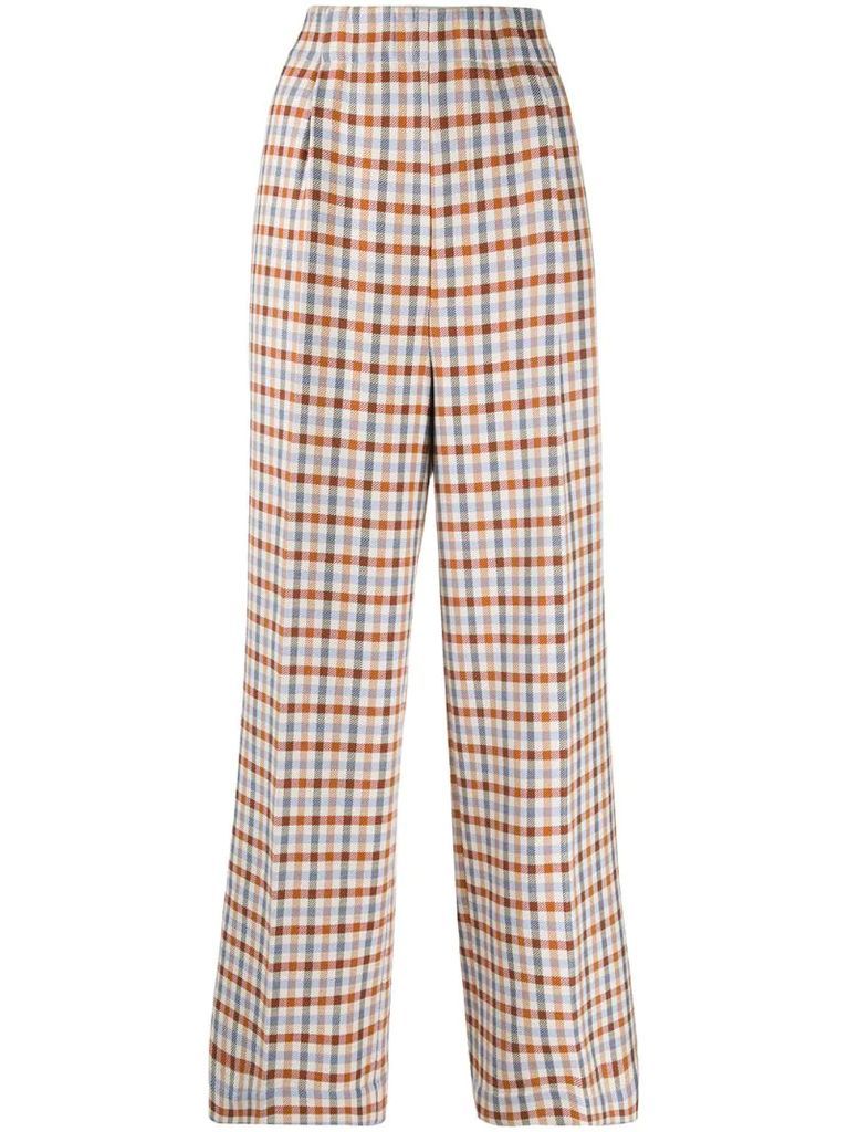 checkered high-waist trousers