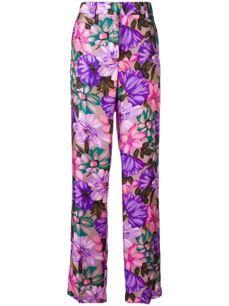 straight leg floral trousers