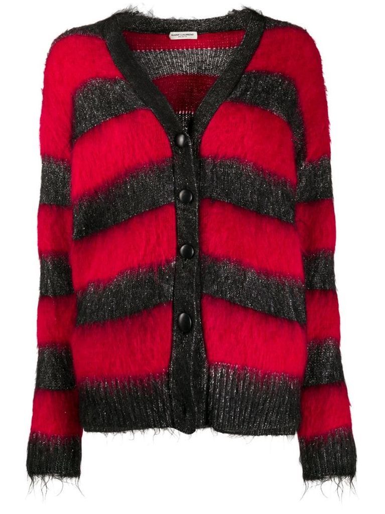 striped lurex detail cardigan