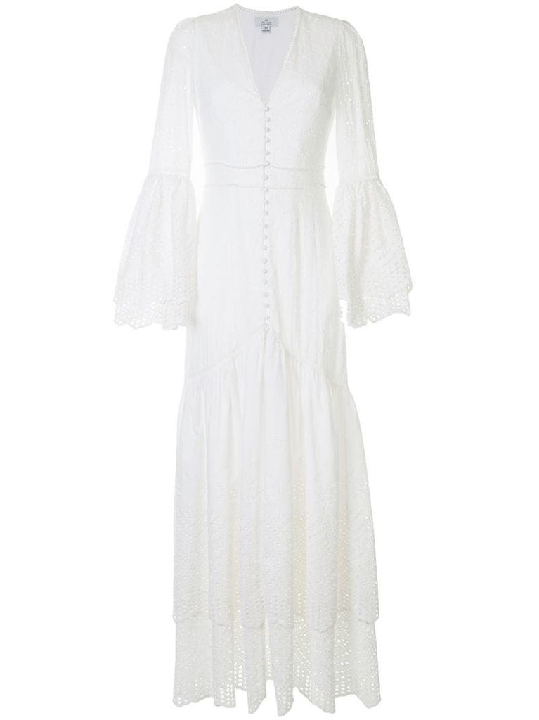 broderie anglaise buttoned maxi-dress