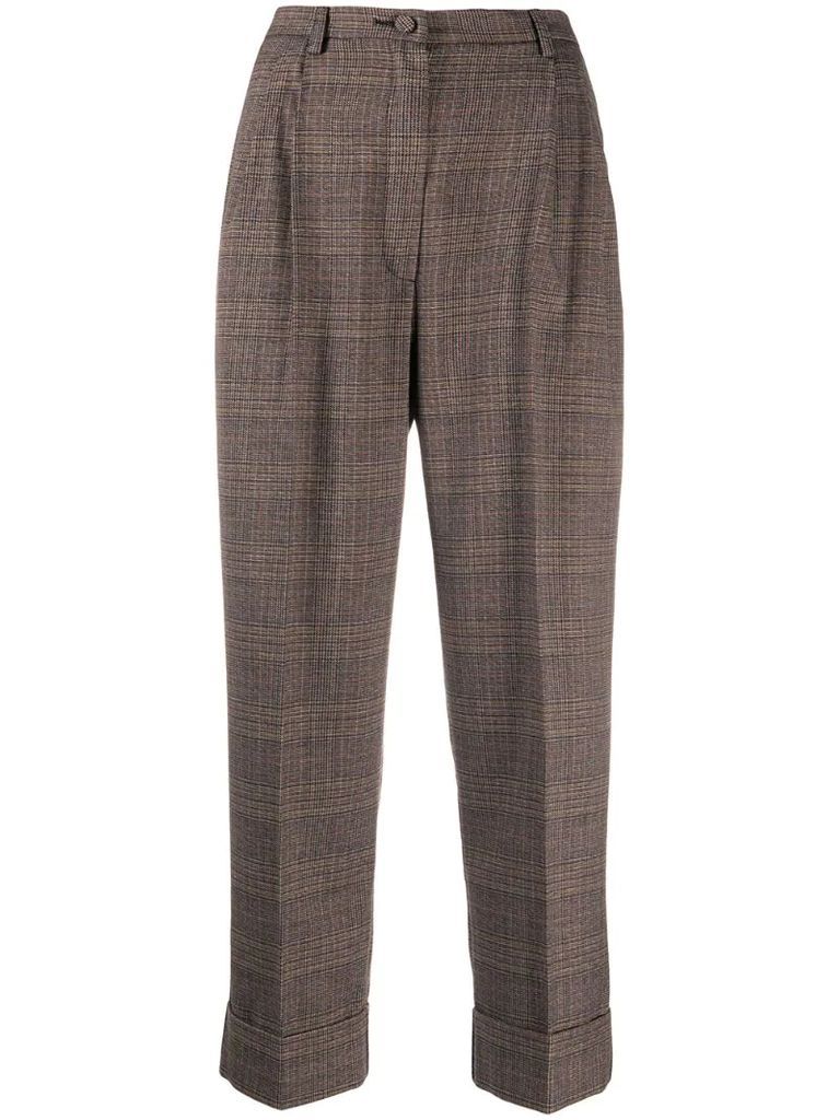 Galles high-rise check cropped trousers