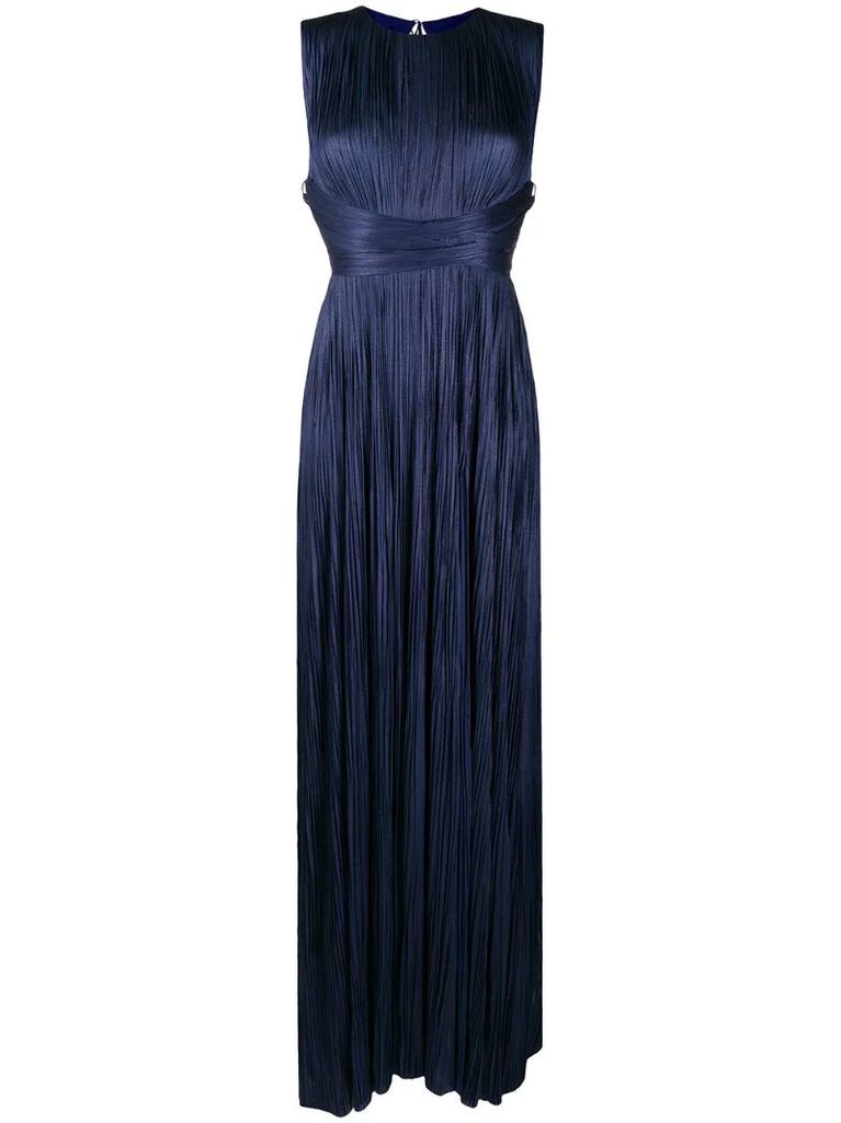 sleeveless pleat detailing gown