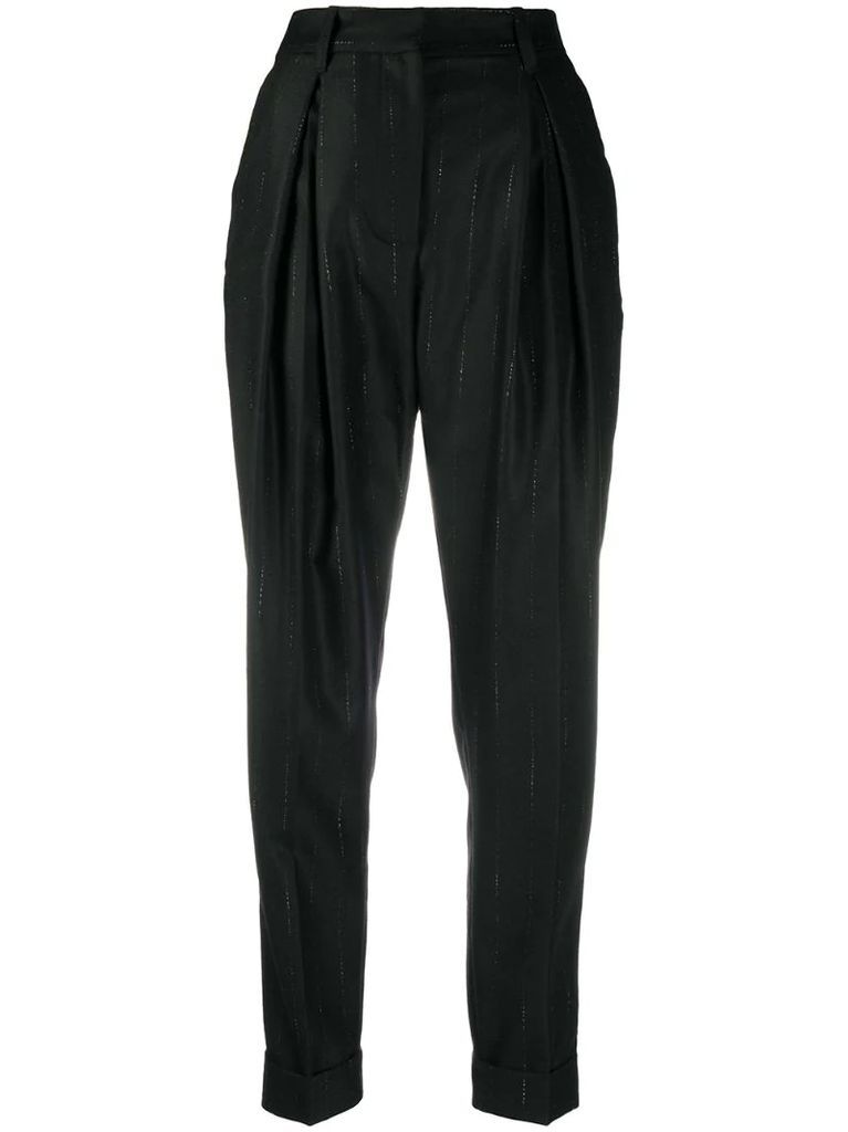 striped tapered trousers