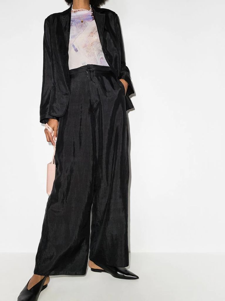 wide-leg organic silk trousers