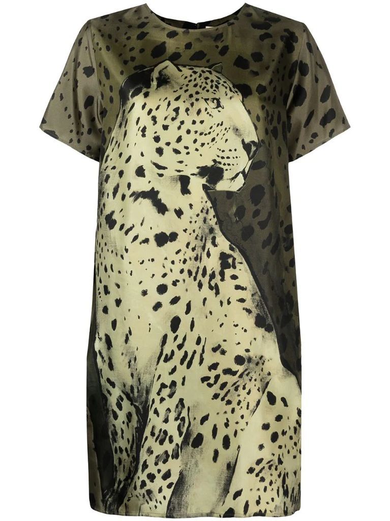 animal-print T-shirt dress