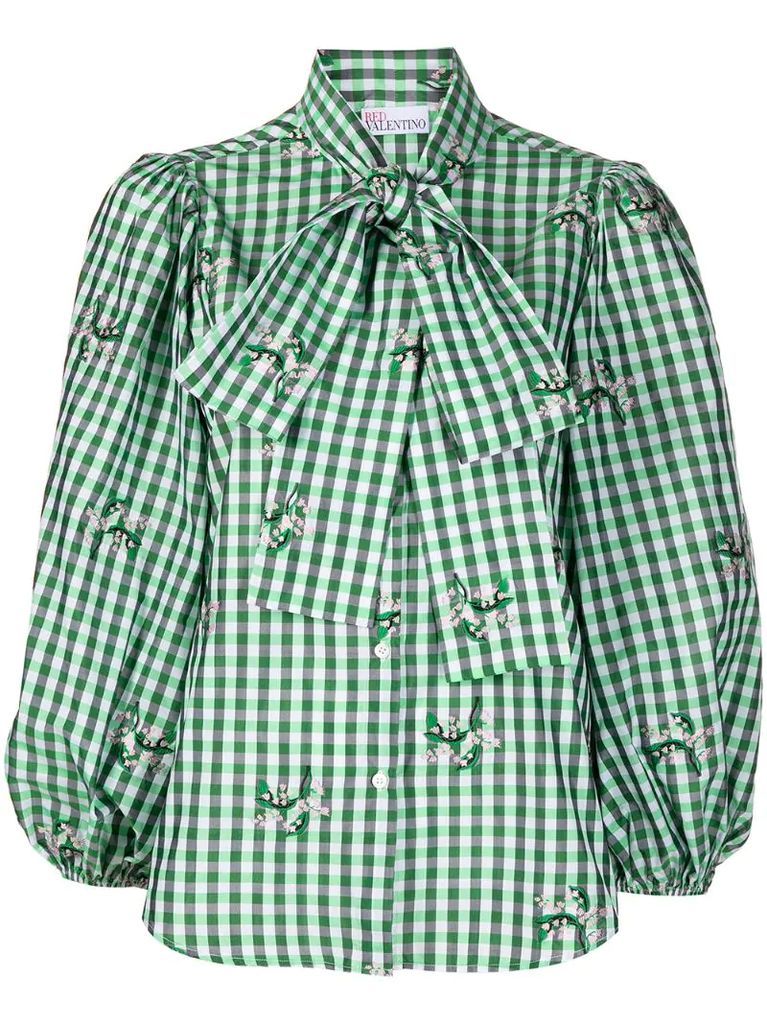gingham pussy-bow blouse