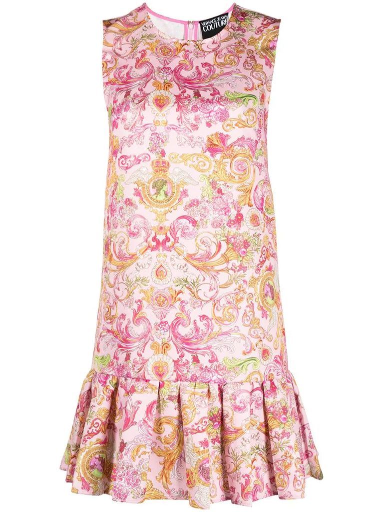 Barocco-print sleeveless short dress