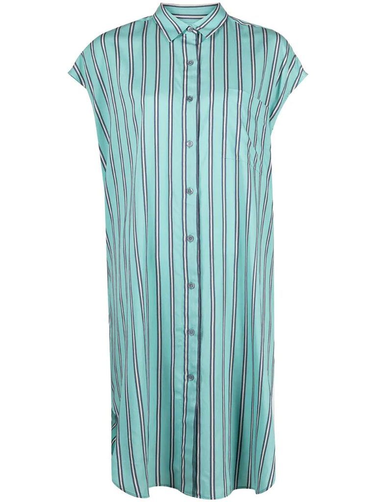 silk-blend vertical stripe shirt dress