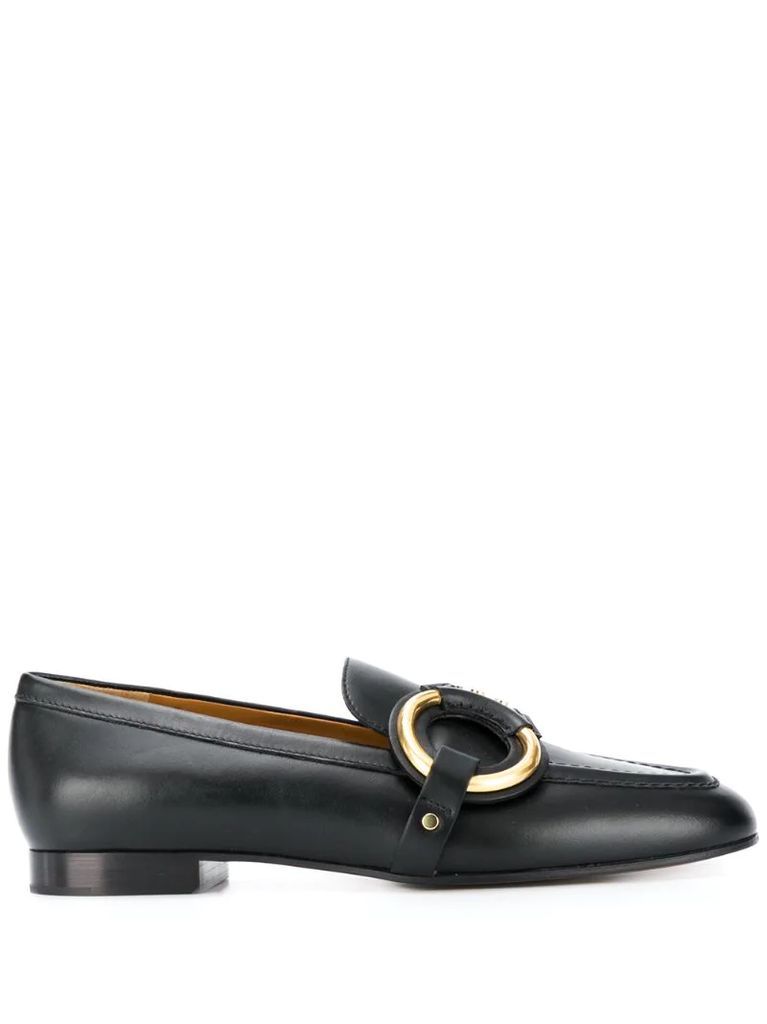 ring-detail leather loafers