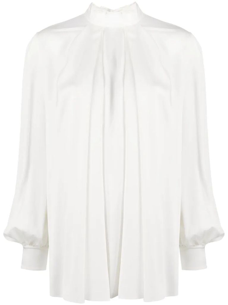 pleated silk blouse
