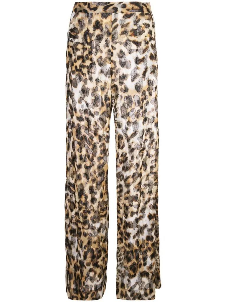 beaded leopard print trousers