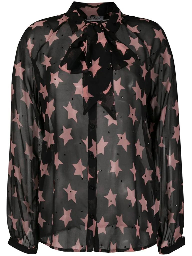 star-print chiffon blouse