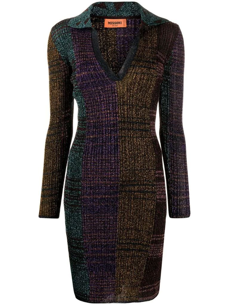 colour-block knitted midi dress