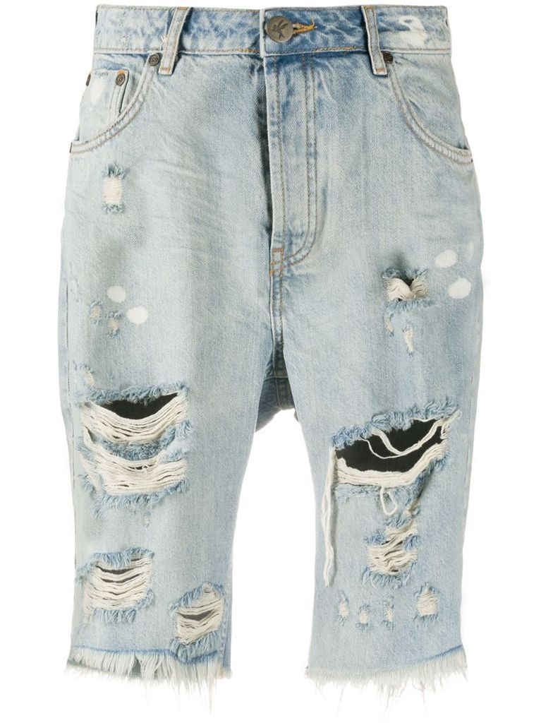 distressed knee-length shorts