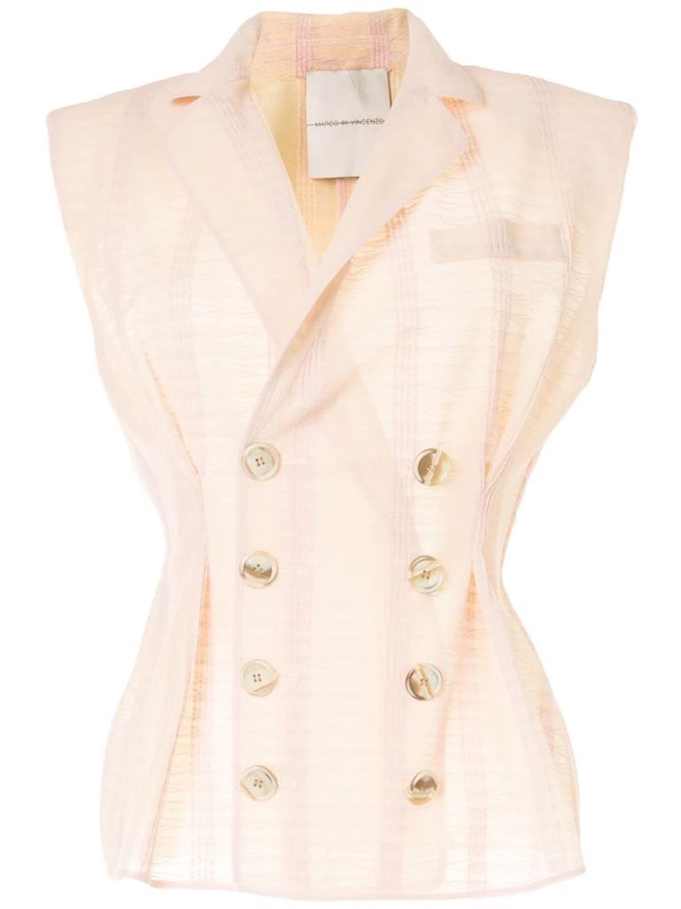 double-breasted sleeveless blazer