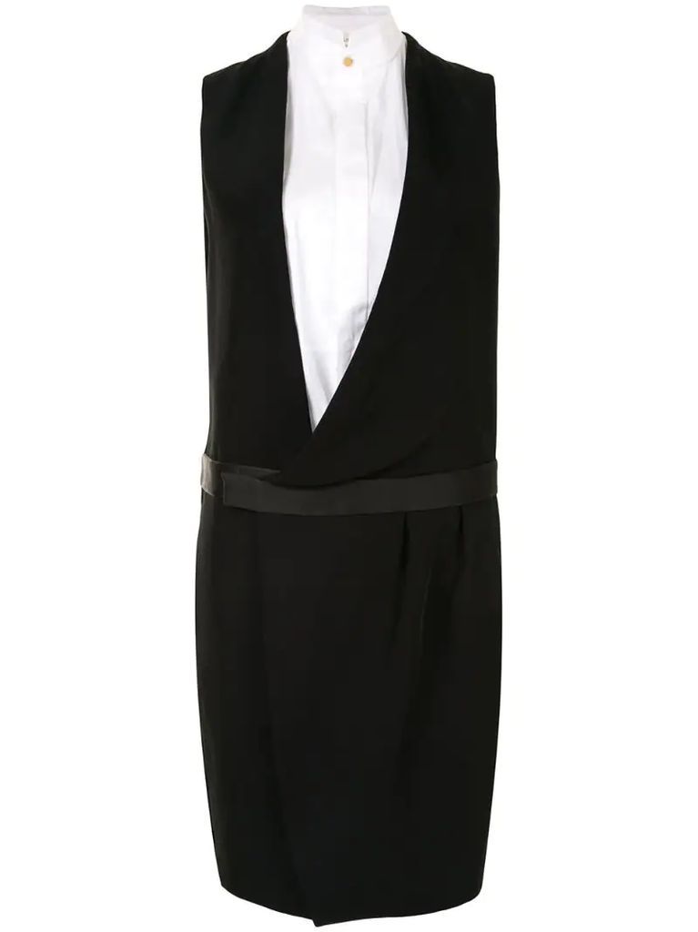 pre-owned layered tuxedo dress