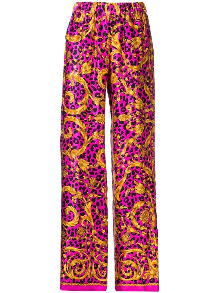flared printed trousers