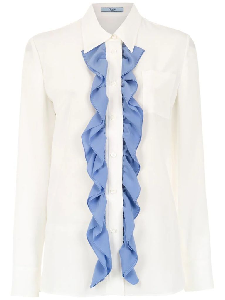 frilled front buttoned shirt