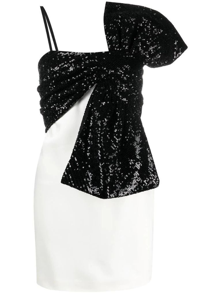 sequin bow-embellished mini dress