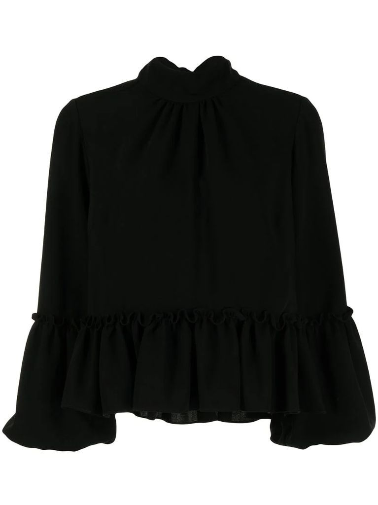 Macy frill-trimmed open-back blouse