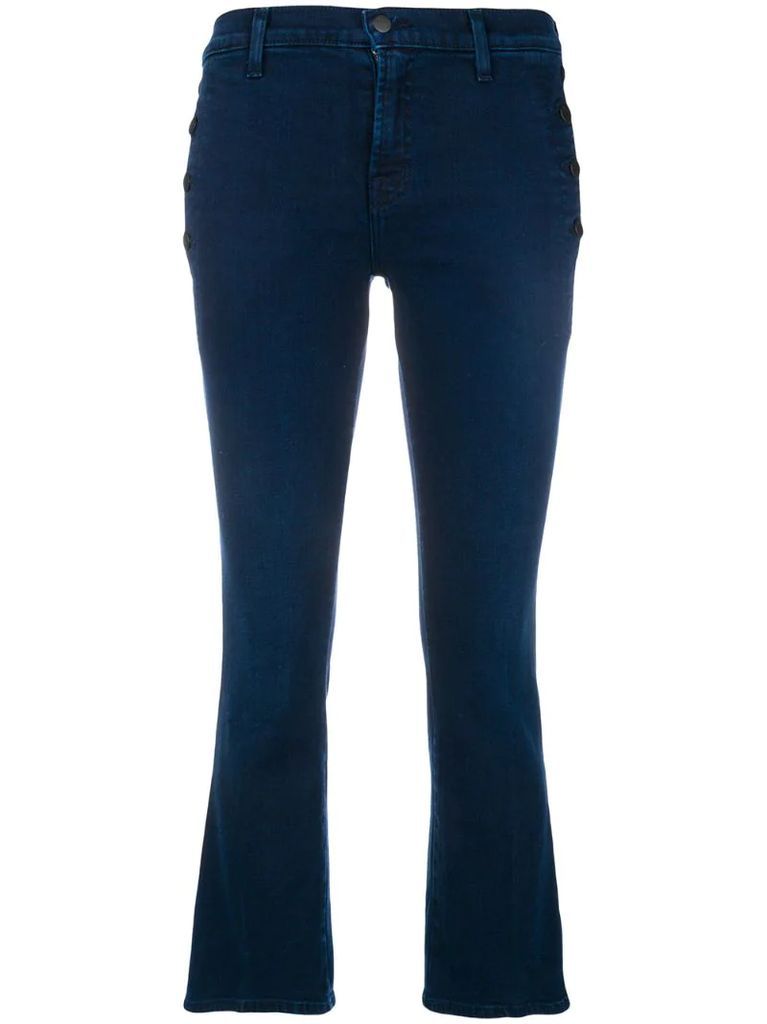 side buttons cropped jeans