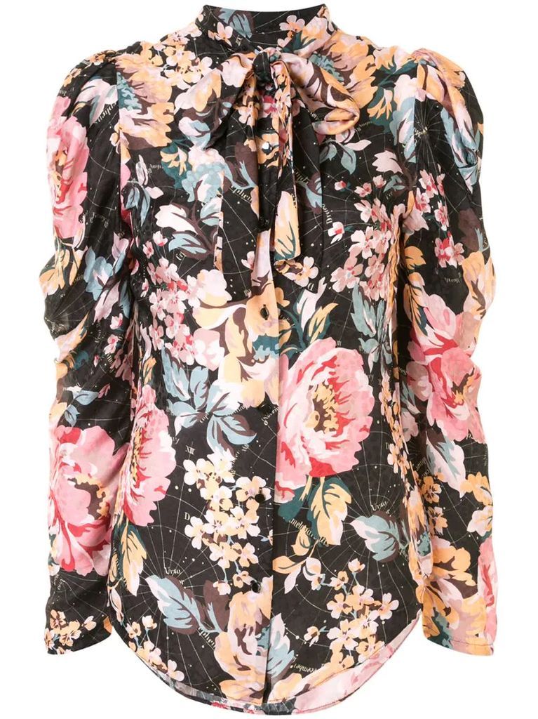 floral-print blouse