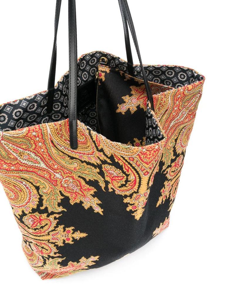 paisley embroidered tote
