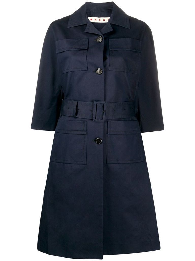 single-breasted belted trench