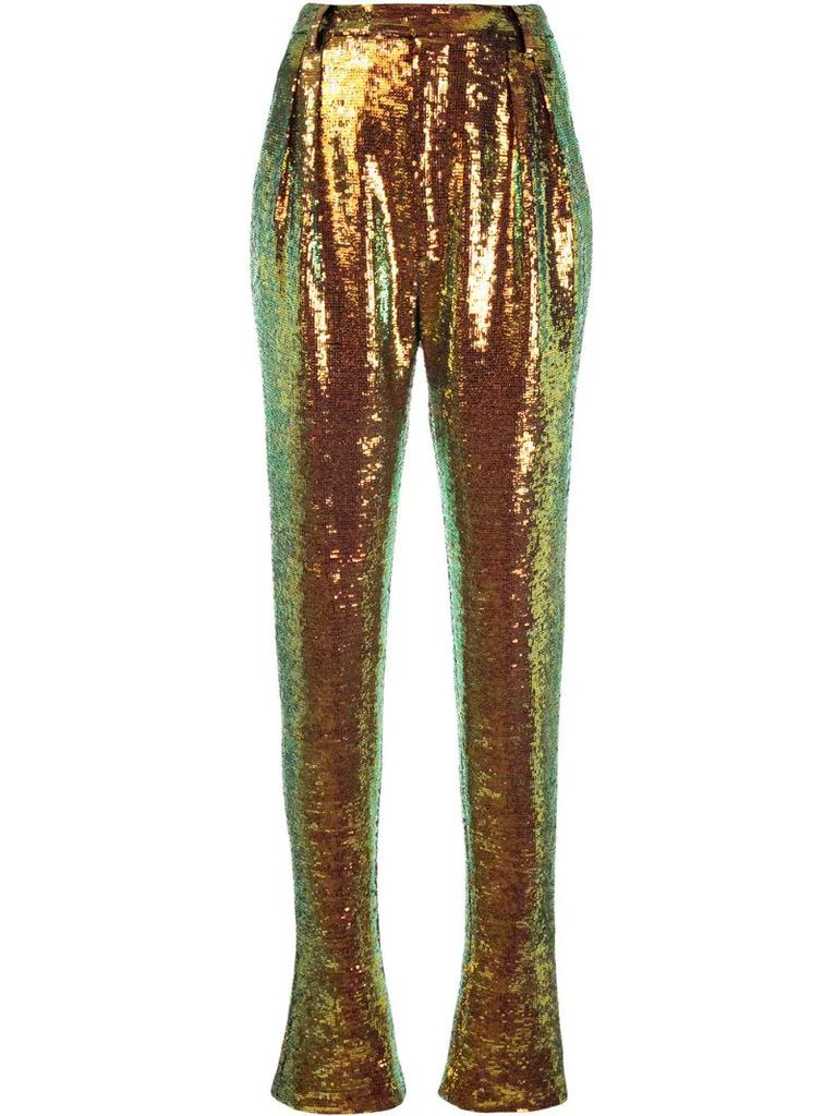 high-rise sequin trousers