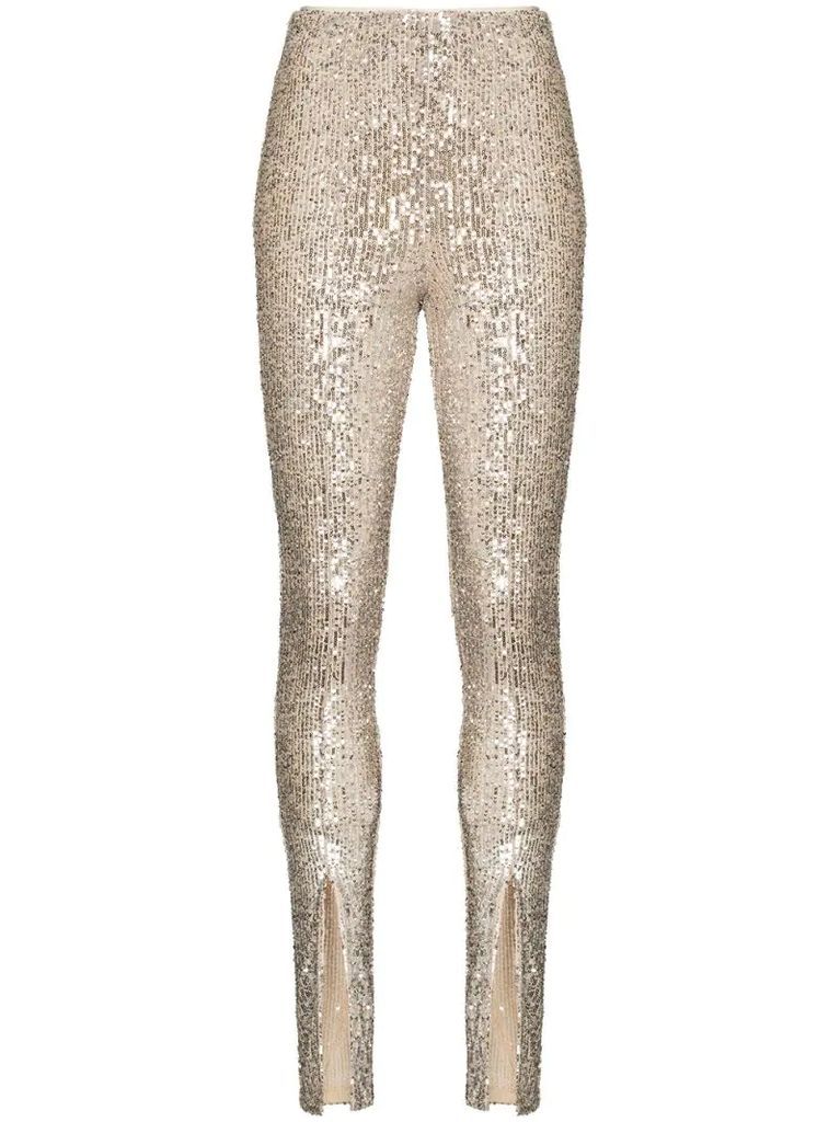 Alicia high-waist sequin trousers