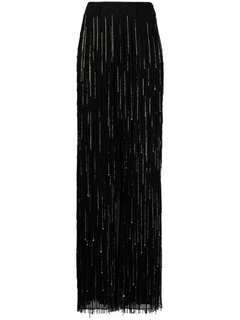 fringed wide-leg trousers