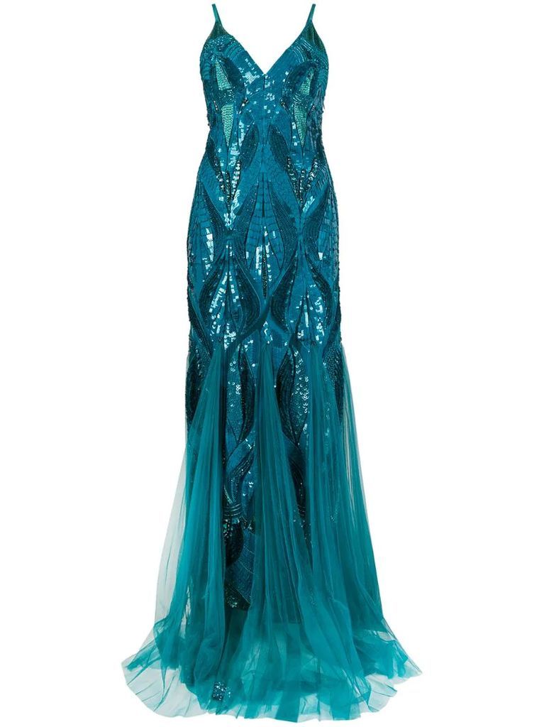 sequin-embellished fishtail gown