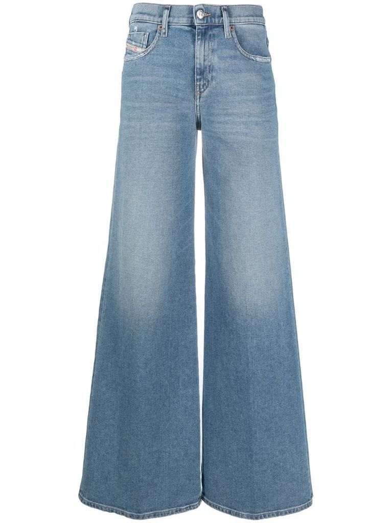 faded wide-leg jeans