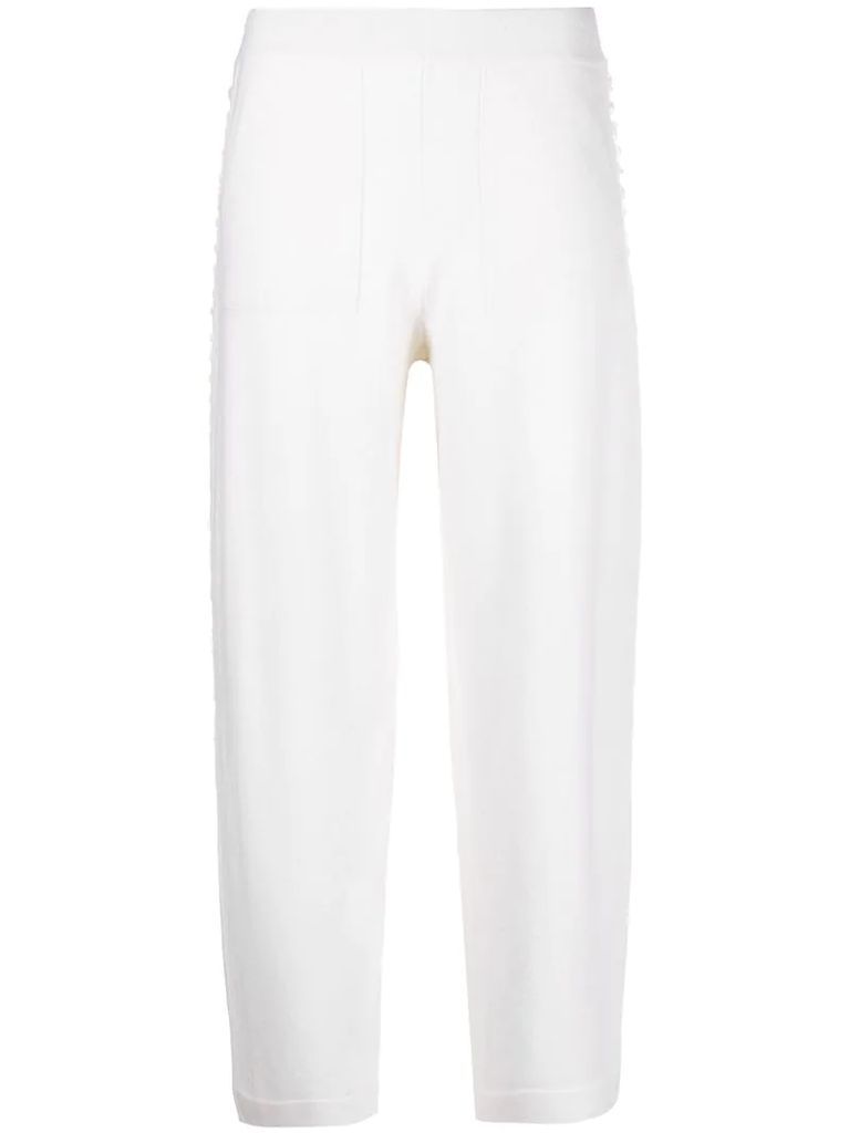 mid-rise embroidered knitted trousers