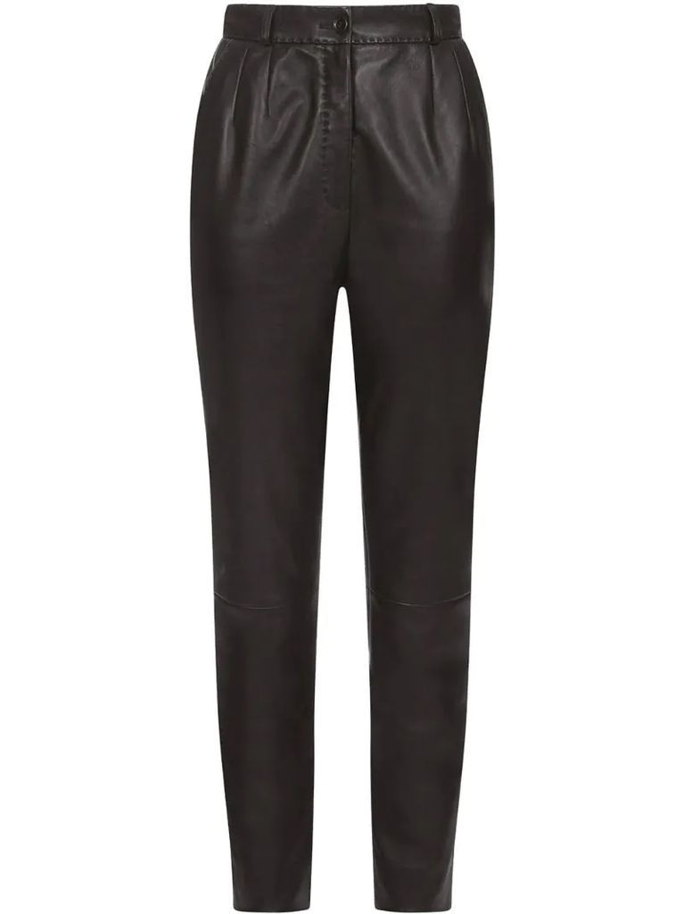 dart-detailing leather trousers