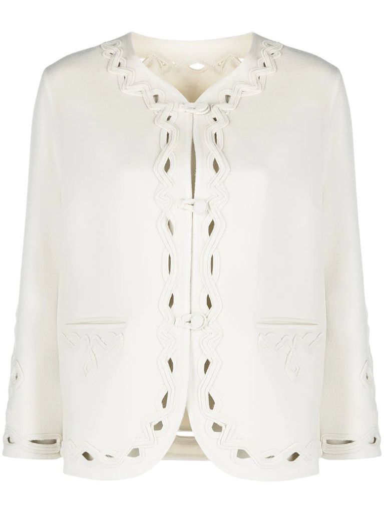 cut-out detailing collarless jacket