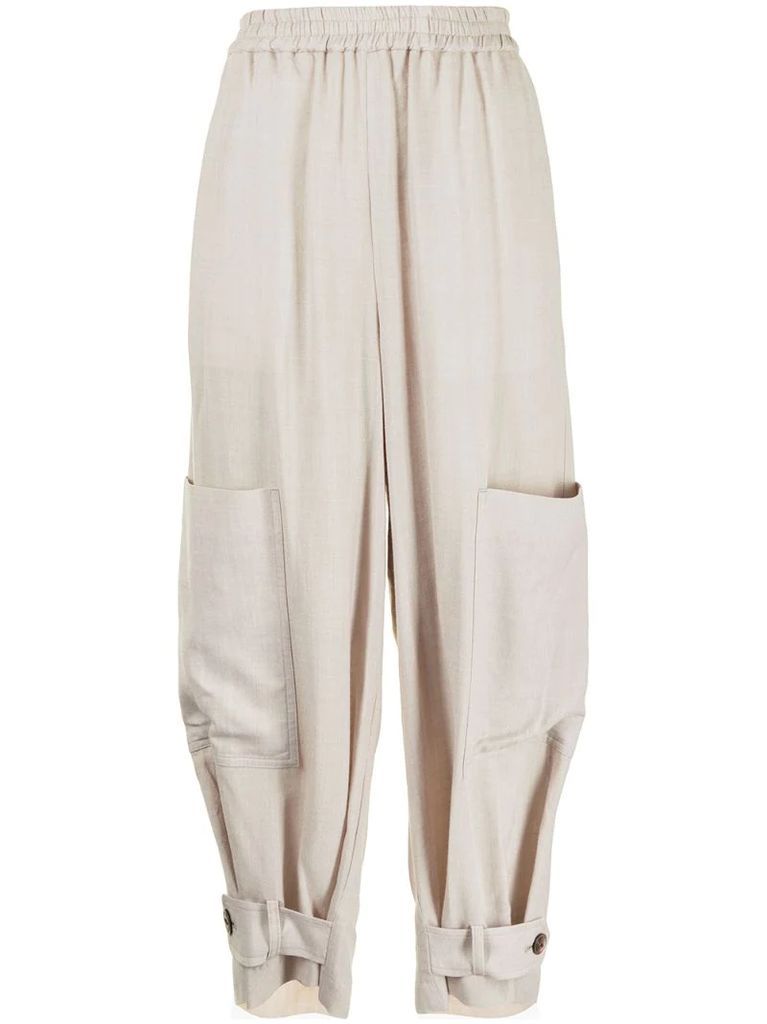 elasticated waist loose-fit trousers
